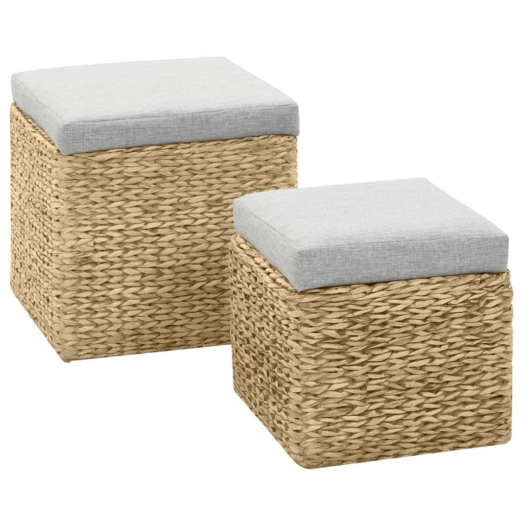 vidaXL Ottoman Set 2 pcs Sea Grass Grey