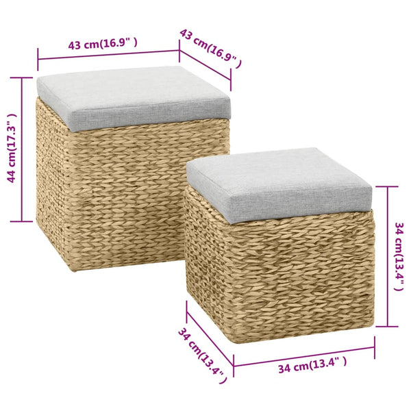 vidaXL Ottoman Set 2 pcs Sea Grass Grey