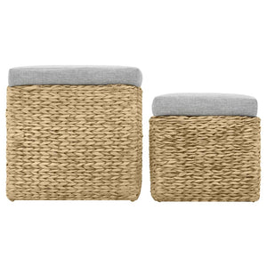 vidaXL Ottoman Set 2 pcs Sea Grass Grey