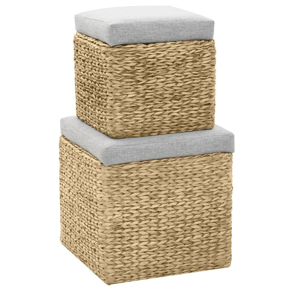 vidaXL Ottoman Set 2 pcs Sea Grass Grey