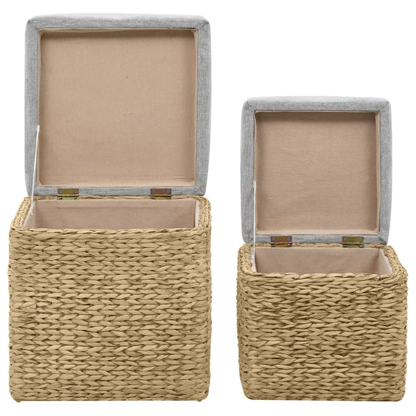 vidaXL Ottoman Set 2 pcs Sea Grass Grey