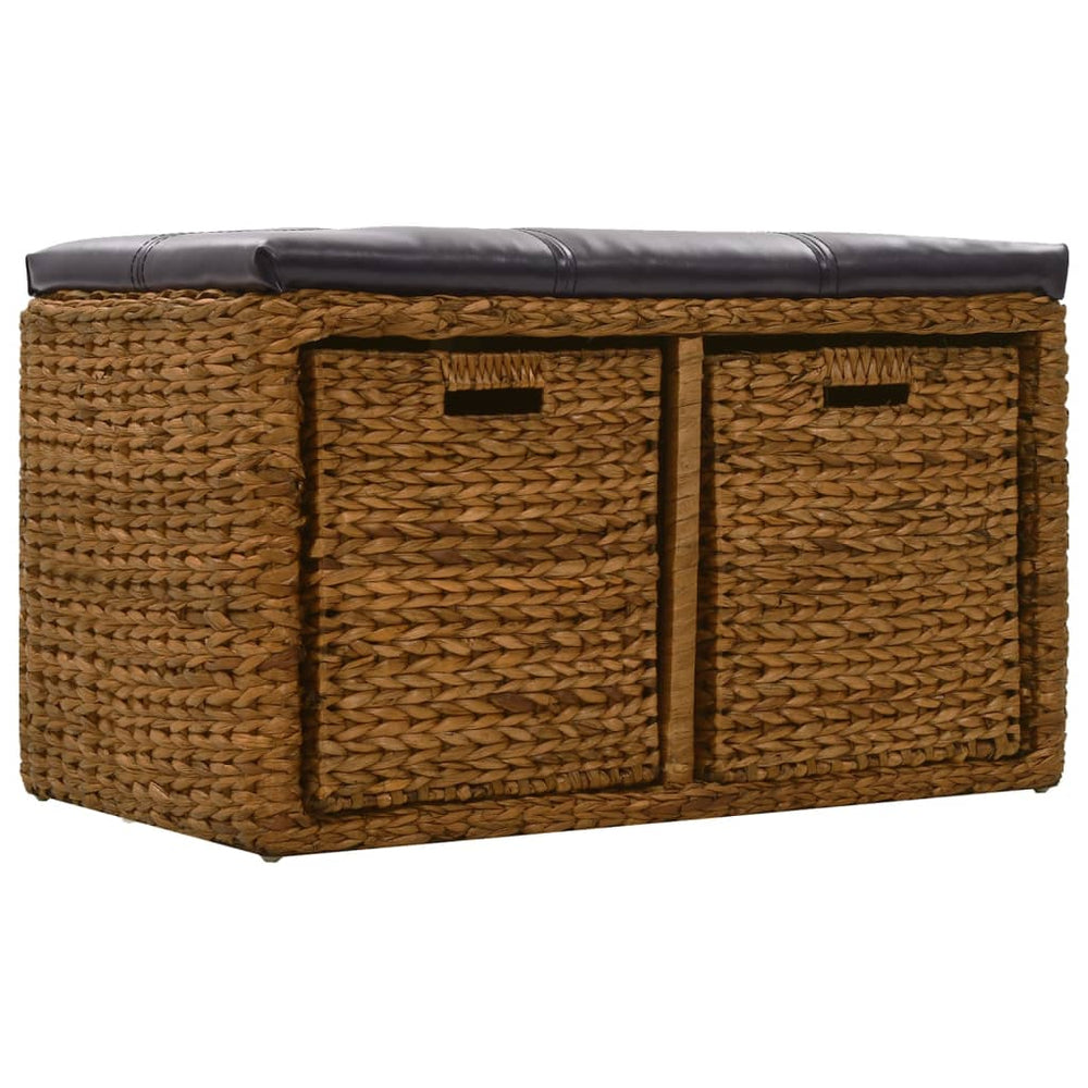 vidaXL Bench with 2 Seagrass Baskets 71x40x42 cm Brown