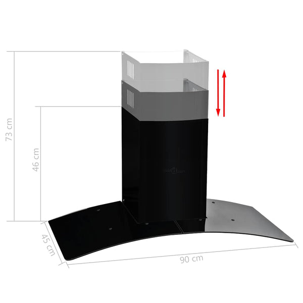 vidaXL Wall-Mounted Range Hood Stainless Steel 756 m³/h 90 cm Black