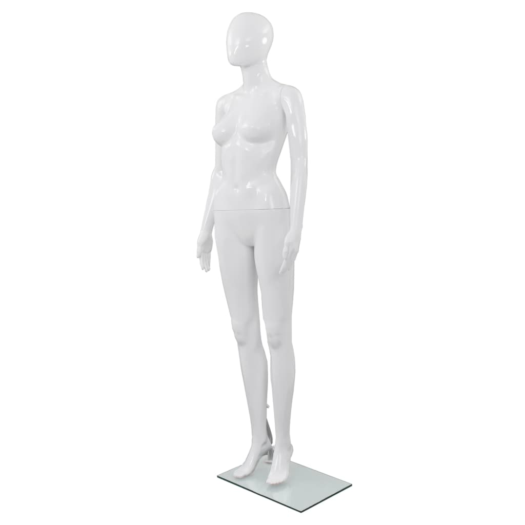 vidaXL Female Mannequin with Glass Base White 175 cm