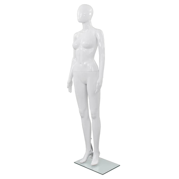 vidaXL Female Mannequin with Glass Base White 175 cm