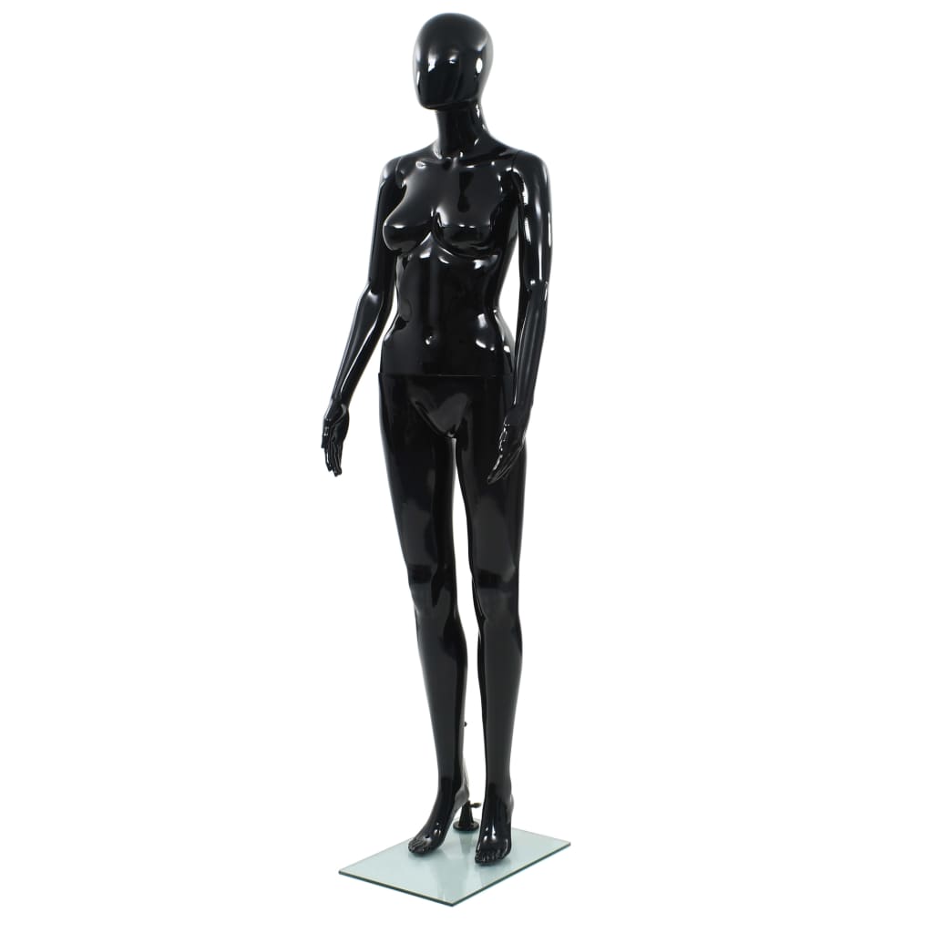 vidaXL Female Mannequin with Glass Base Black 175 cm