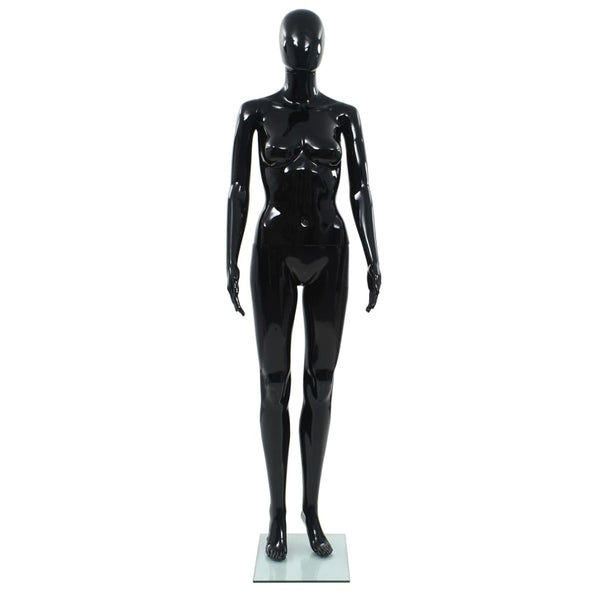 vidaXL Female Mannequin with Glass Base Black 175 cm
