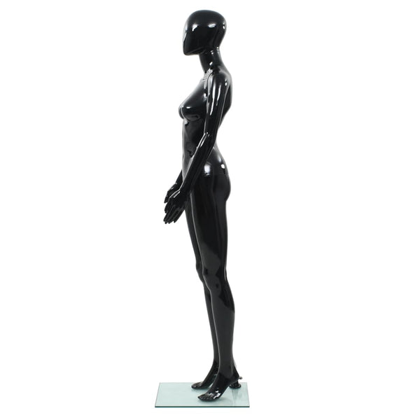 vidaXL Female Mannequin with Glass Base Black 175 cm