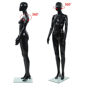 vidaXL Female Mannequin with Glass Base Black 175 cm
