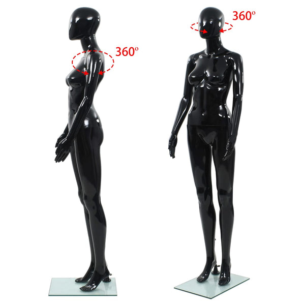 vidaXL Female Mannequin with Glass Base Black 175 cm