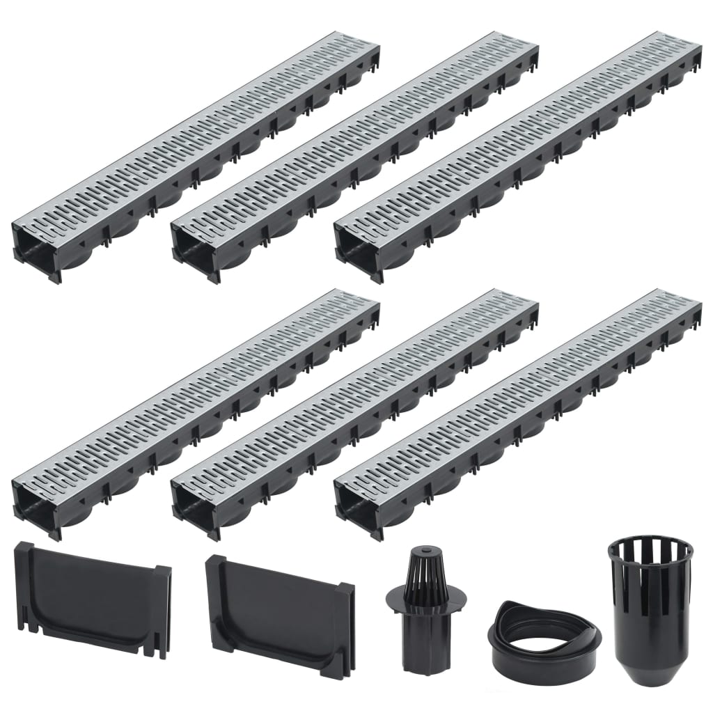 vidaXL Drainage Channels 6 pcs. Galvanized Steel 6 m