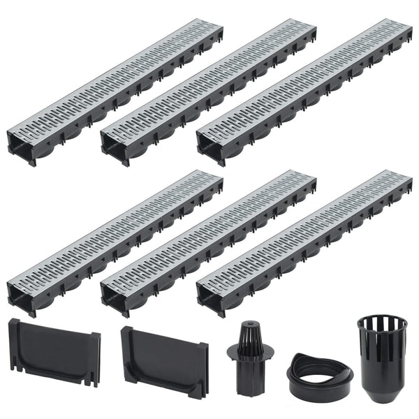 vidaXL Drainage Channels 6 pcs. Galvanized Steel 6 m