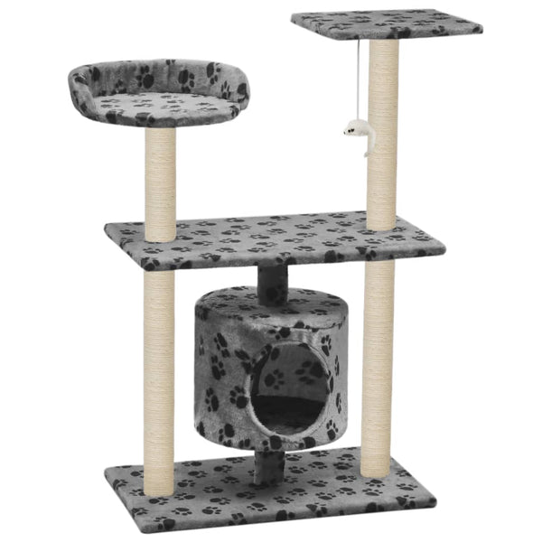vidaXL Cat Scratching Post Sisal 95 cm Grey Paw Print