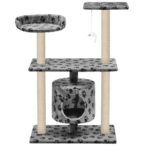 vidaXL Cat Scratching Post Sisal 95 cm Grey Paw Print