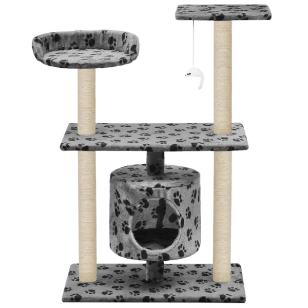 vidaXL Cat Scratching Post Sisal 95 cm Grey Paw Print