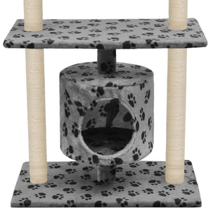 vidaXL Cat Scratching Post Sisal 95 cm Grey Paw Print