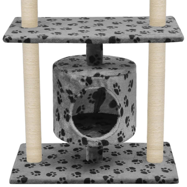 vidaXL Cat Scratching Post Sisal 95 cm Grey Paw Print