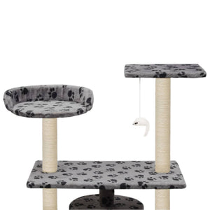 vidaXL Cat Scratching Post Sisal 95 cm Grey Paw Print