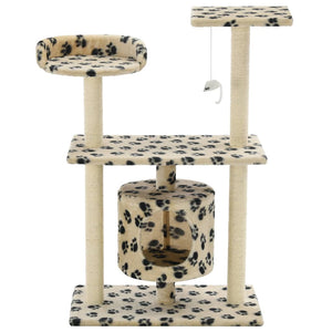 vidaXL Cat Scratching Post Sisal 95 cm Beige Paw Print