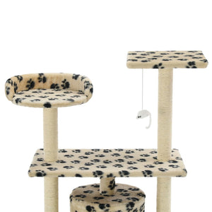 vidaXL Cat Scratching Post Sisal 95 cm Beige Paw Print