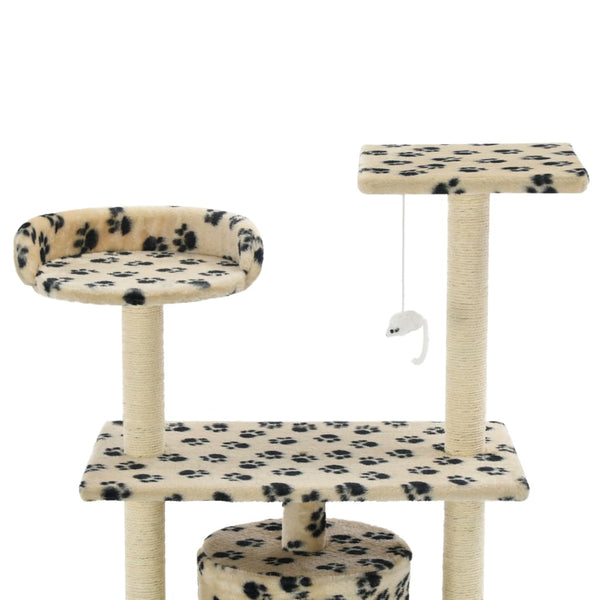 vidaXL Cat Scratching Post Sisal 95 cm Beige Paw Print