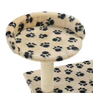 vidaXL Cat Scratching Post Sisal 95 cm Beige Paw Print