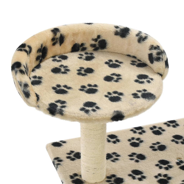 vidaXL Cat Scratching Post Sisal 95 cm Beige Paw Print
