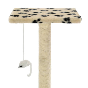 vidaXL Cat Scratching Post Sisal 95 cm Beige Paw Print