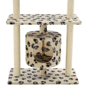 vidaXL Cat Scratching Post Sisal 95 cm Beige Paw Print