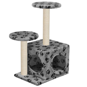 vidaXL Cat Tree with Sisal Scratching Post 60 cm Grey Paw Print