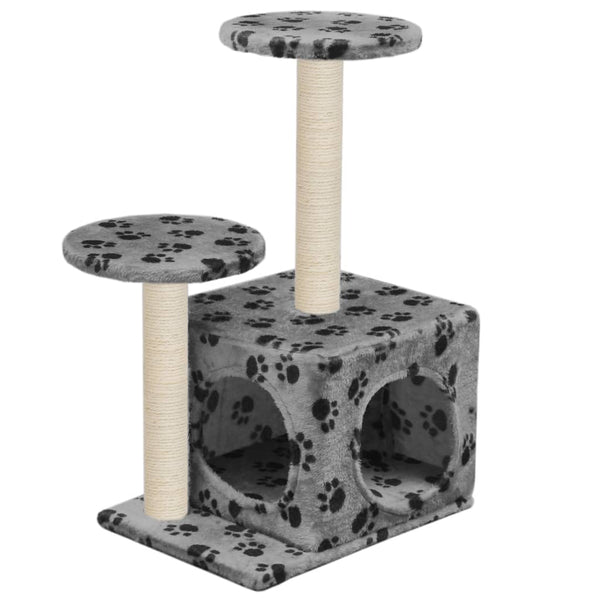 vidaXL Cat Tree with Sisal Scratching Post 60 cm Grey Paw Print
