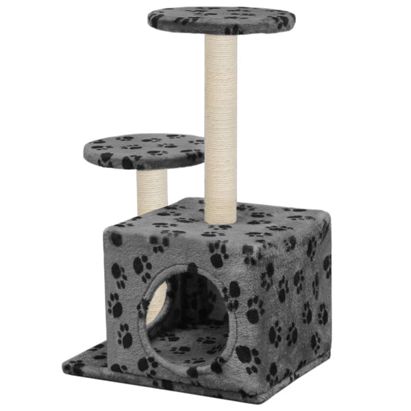 vidaXL Cat Tree with Sisal Scratching Post 60 cm Grey Paw Print