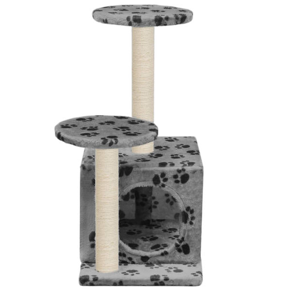 vidaXL Cat Tree with Sisal Scratching Post 60 cm Grey Paw Print