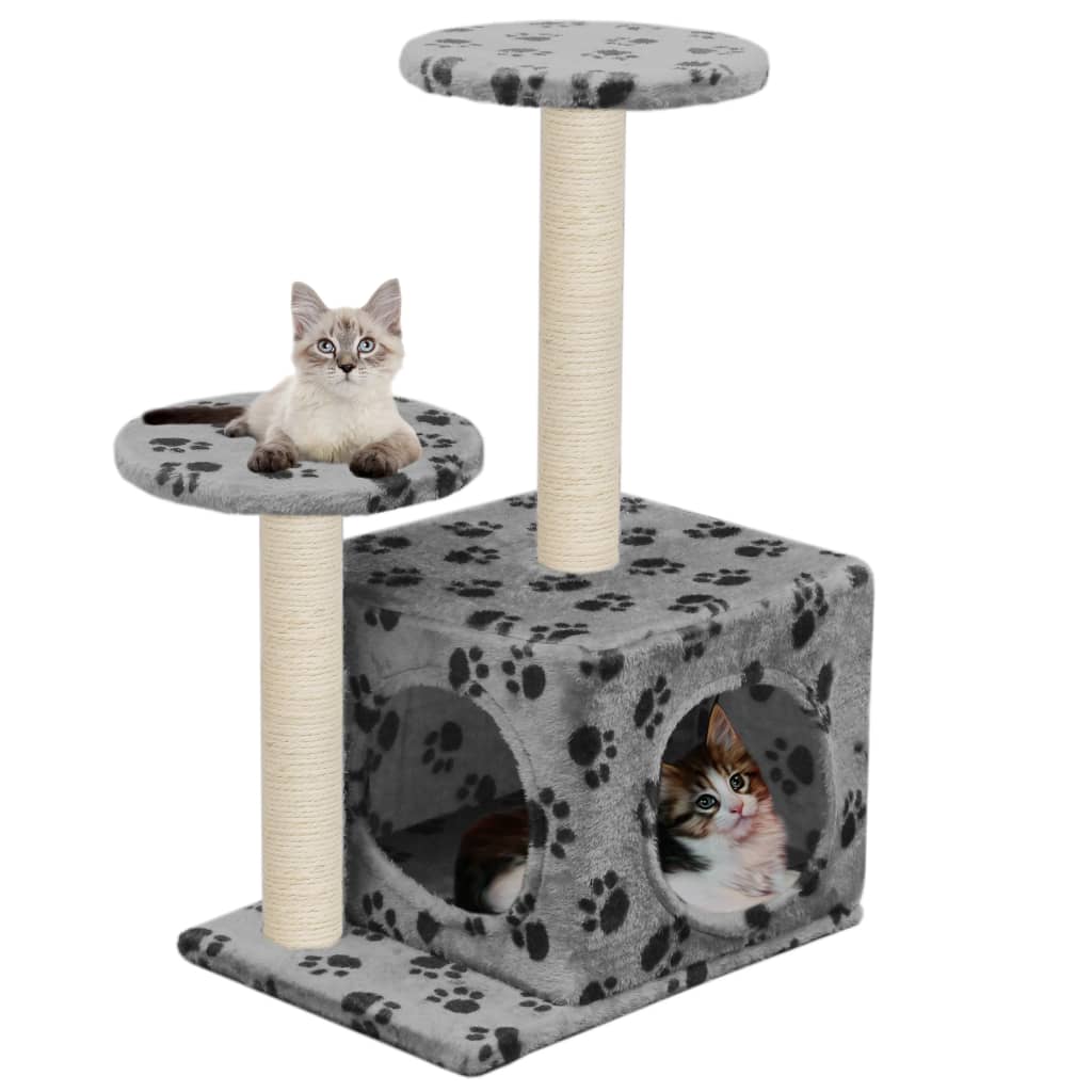 vidaXL Cat Tree with Sisal Scratching Post 60 cm Grey Paw Print