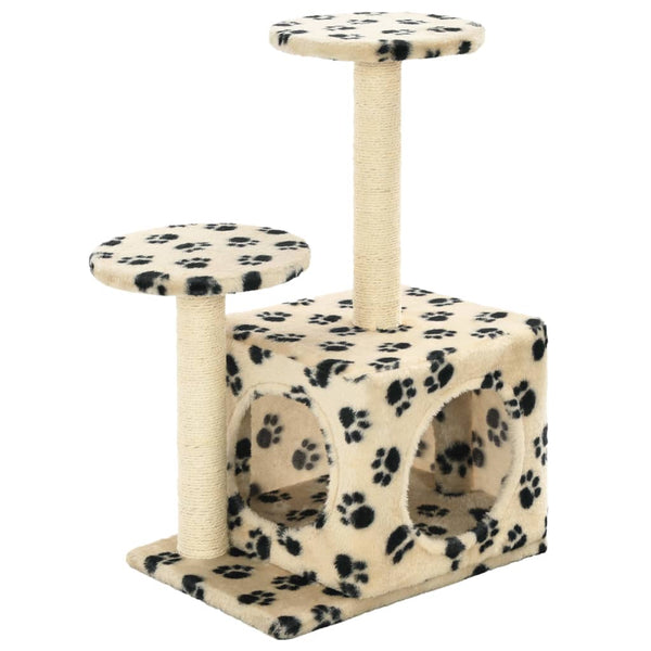 vidaXL Cat Scratching Post Sisal 60 cm Beige Paw Print