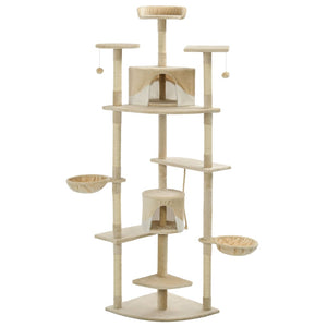 vidaXL Cat Scratching Post Sisal 203 cm Beige and White