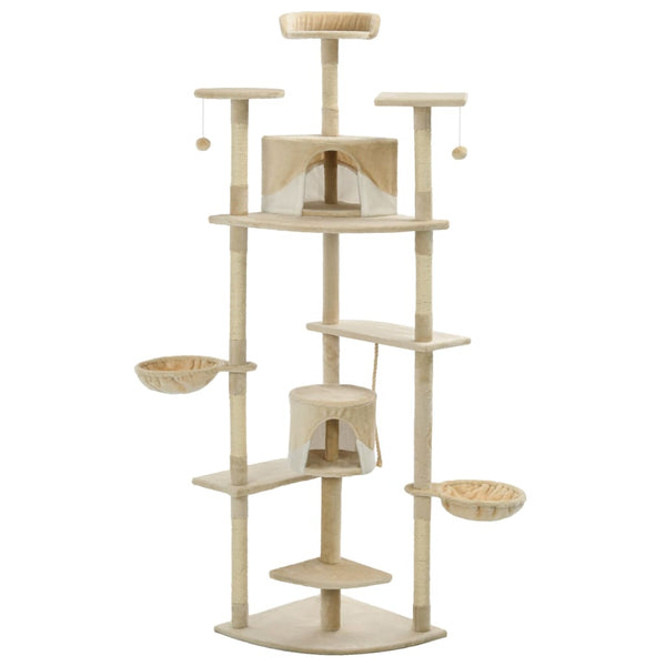 vidaXL Cat Scratching Post Sisal 203 cm Beige and White