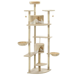 vidaXL Cat Scratching Post Sisal 203 cm Beige and White