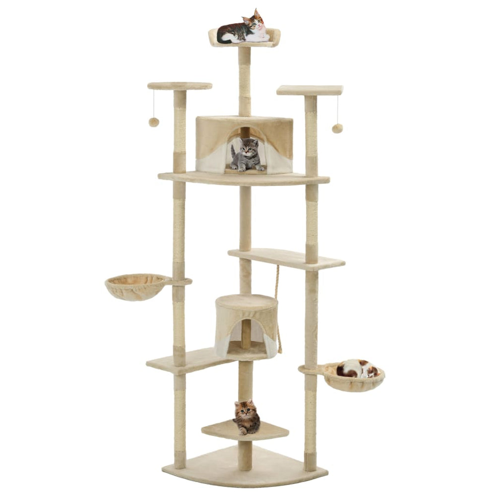 vidaXL Cat Scratching Post Sisal 203 cm Beige and White