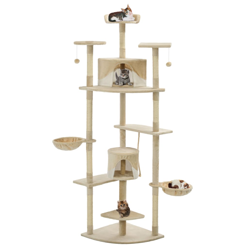 vidaXL Cat Scratching Post Sisal 203 cm Beige and White