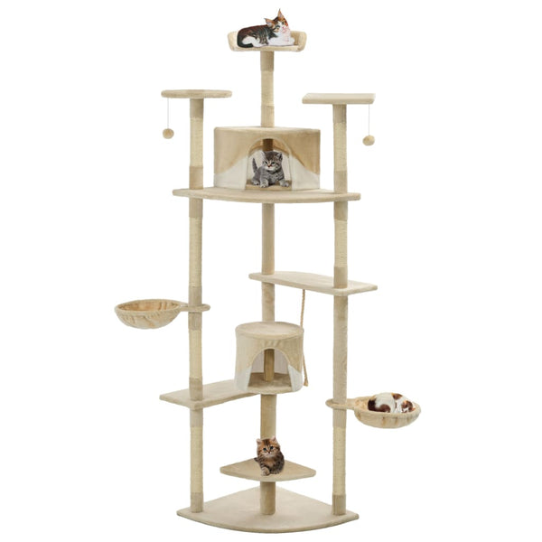 vidaXL Cat Scratching Post Sisal 203 cm Beige and White