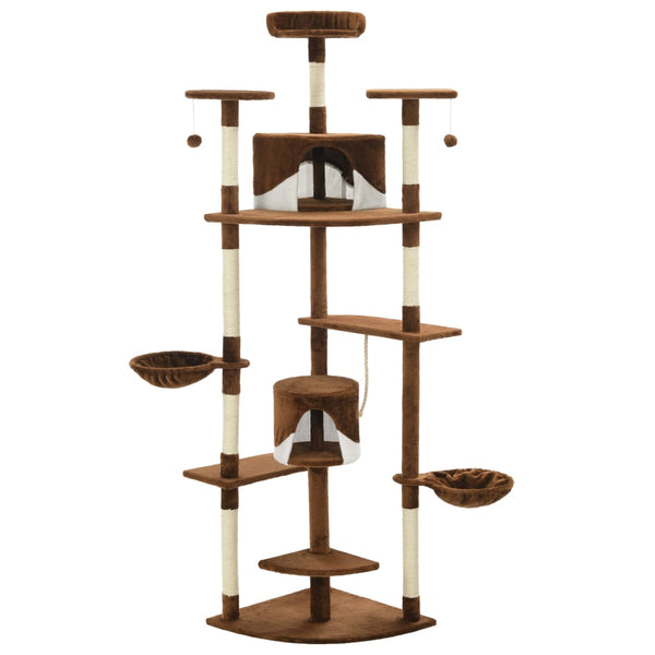 vidaXL Cat Scratching Tree with Sisal Scratching Posts 203 cm Brown and White