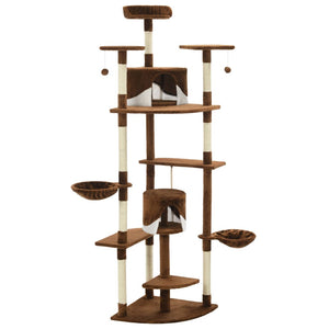 vidaXL Cat Scratching Tree with Sisal Scratching Posts 203 cm Brown and White