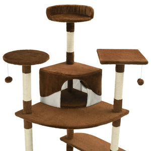 vidaXL Cat Scratching Tree with Sisal Scratching Posts 203 cm Brown and White