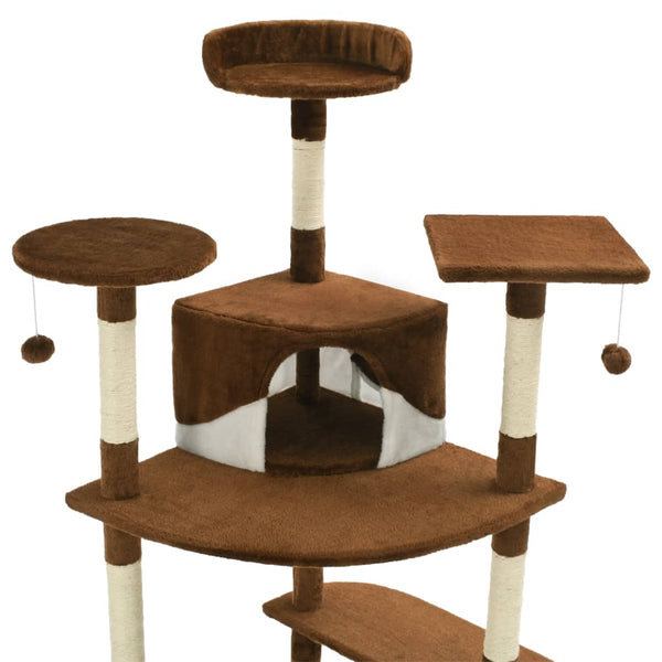 vidaXL Cat Scratching Tree with Sisal Scratching Posts 203 cm Brown and White
