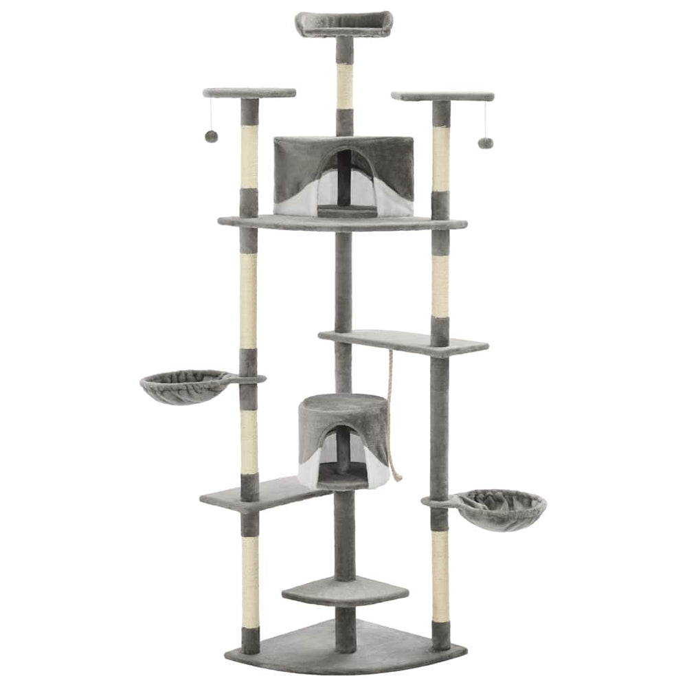 vidaXL Cat Scratching Tree with Sisal Scratching Posts 203 cm Grey and White