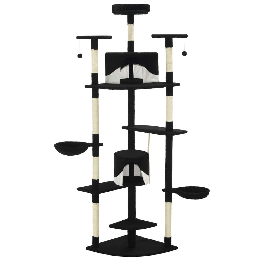 vidaXL Cat Scratching Tree with Sisal Scratching Posts 203 cm Black and White