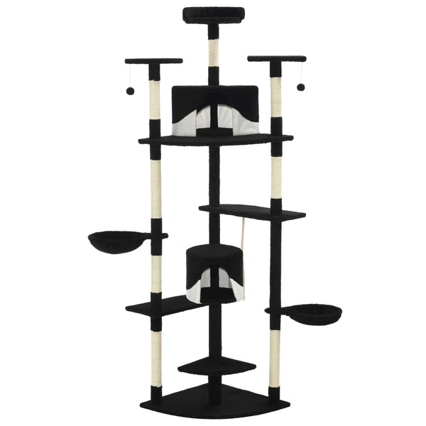 vidaXL Cat Scratching Tree with Sisal Scratching Posts 203 cm Black and White