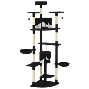 vidaXL Cat Scratching Tree with Sisal Scratching Posts 203 cm Black and White