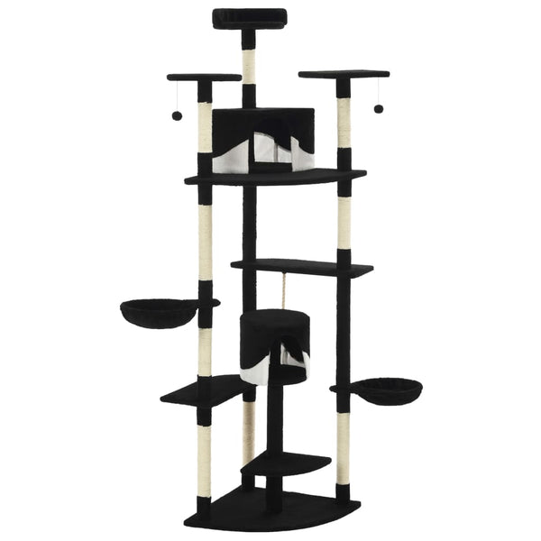 vidaXL Cat Scratching Tree with Sisal Scratching Posts 203 cm Black and White